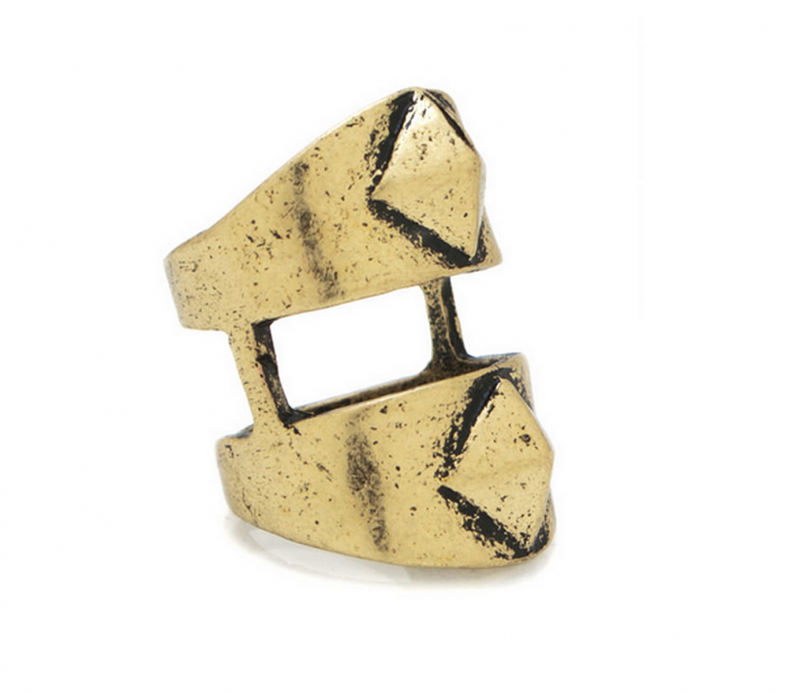 Gold Double Pyramid Cut-Out Ring - BANGLES 'N' MORE