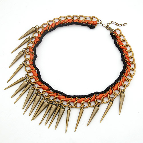 Black and Orange Spiked Chain Necklace - ENVIED