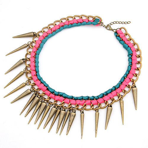 Pink and Blue Spiked Chain Necklace - ENVIED