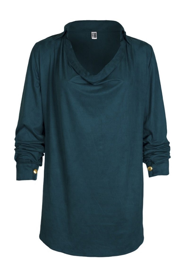 Teal Suede Top with Golden Buttons - FAB