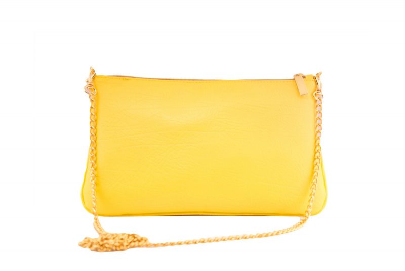 Yellow Cross Body Bag with Golden Chain - LEILA DESIGNS