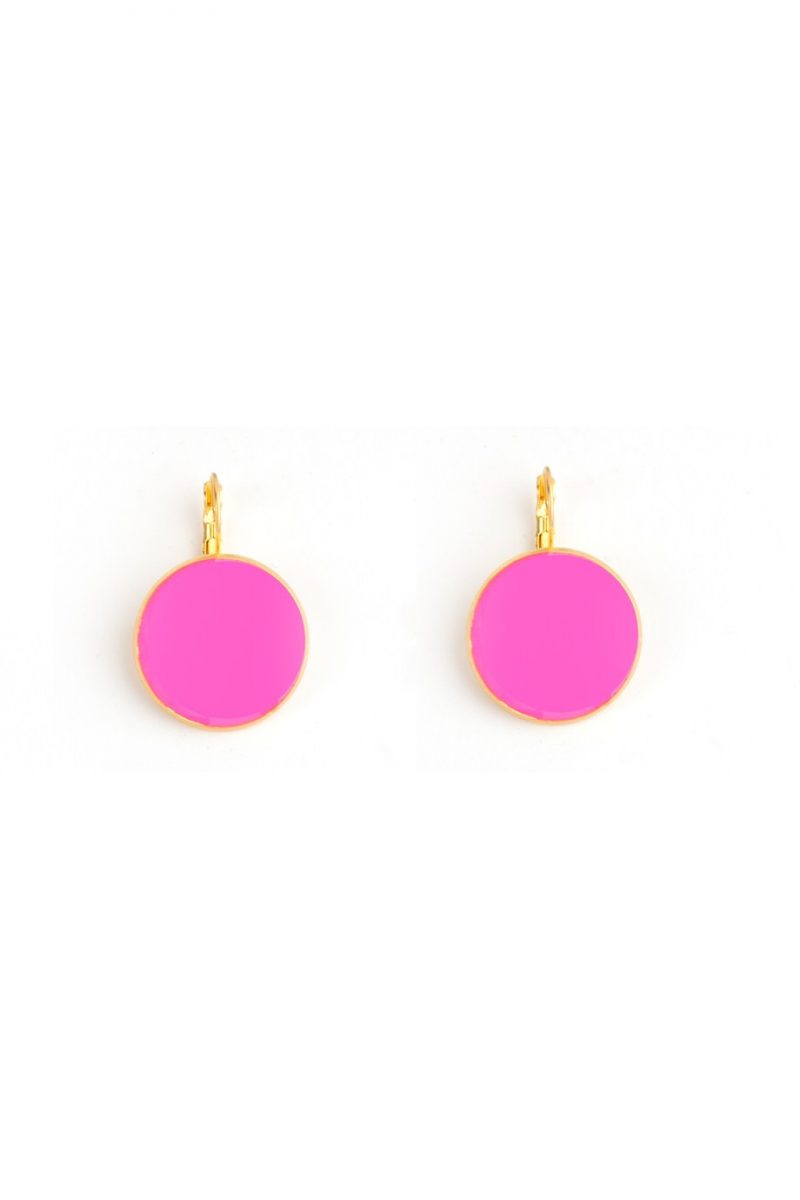 Fuschia Stud Enamel Earrings