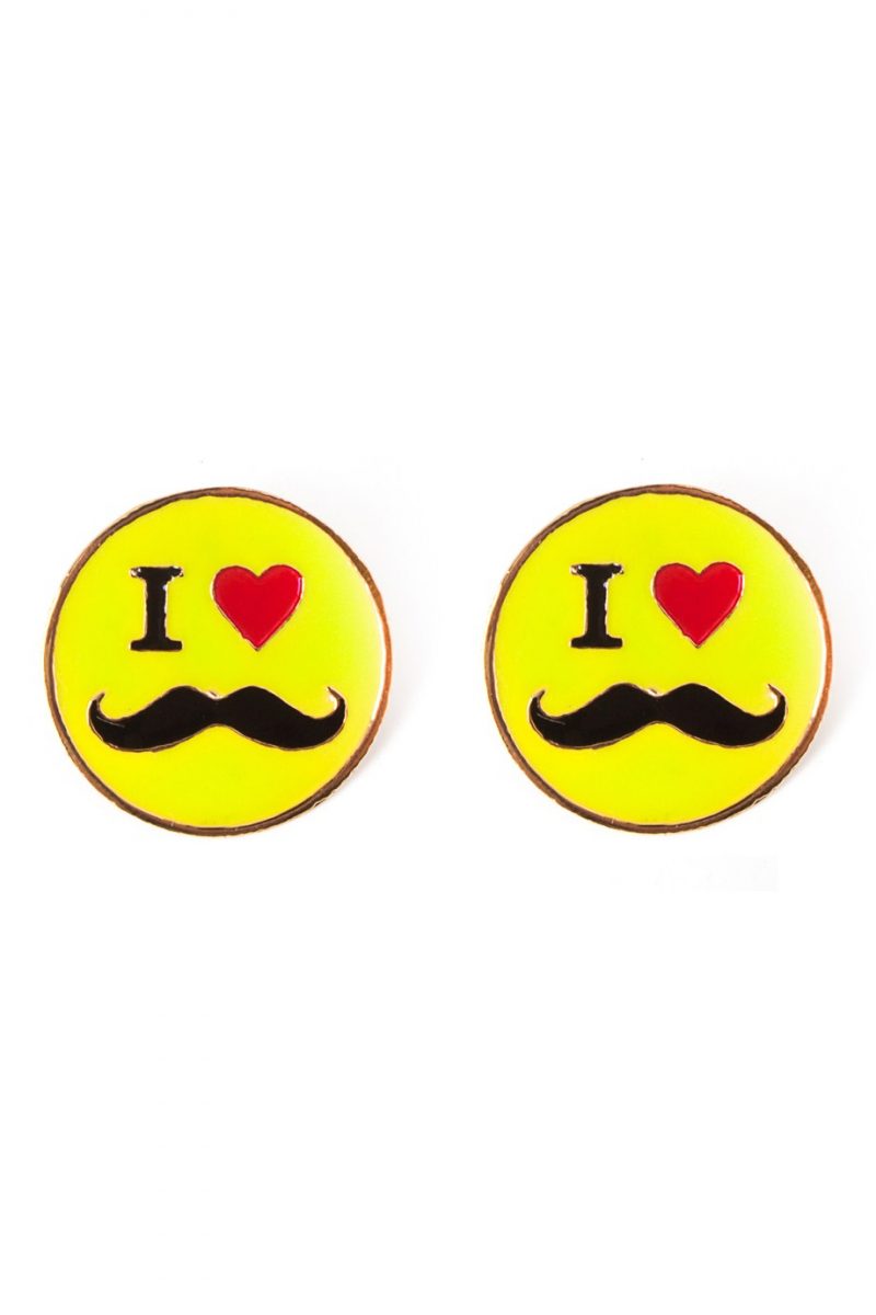 Yellow ‰غ،پ،پ_I Heart Moustache‰غ،پ،پ_ Earring
