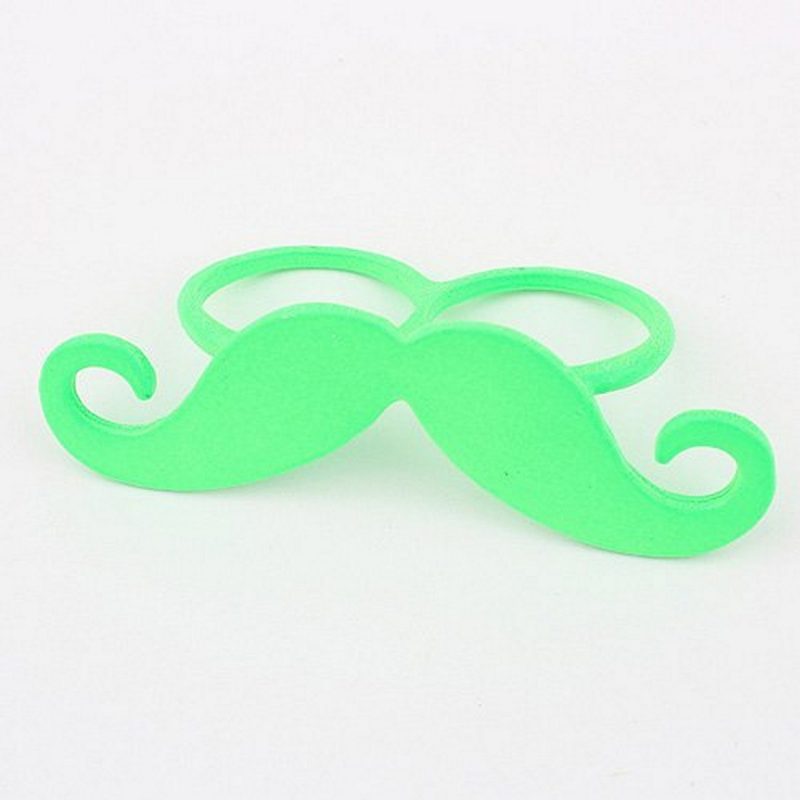Neon Green Two-Finger Ring with Moustache - BOHO GALLERY
