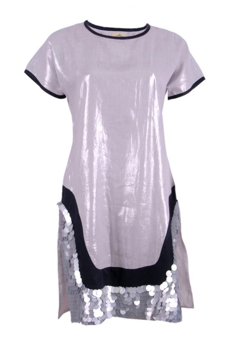 Silver Dress with Silver Sequins - GUNATI DESIGNS