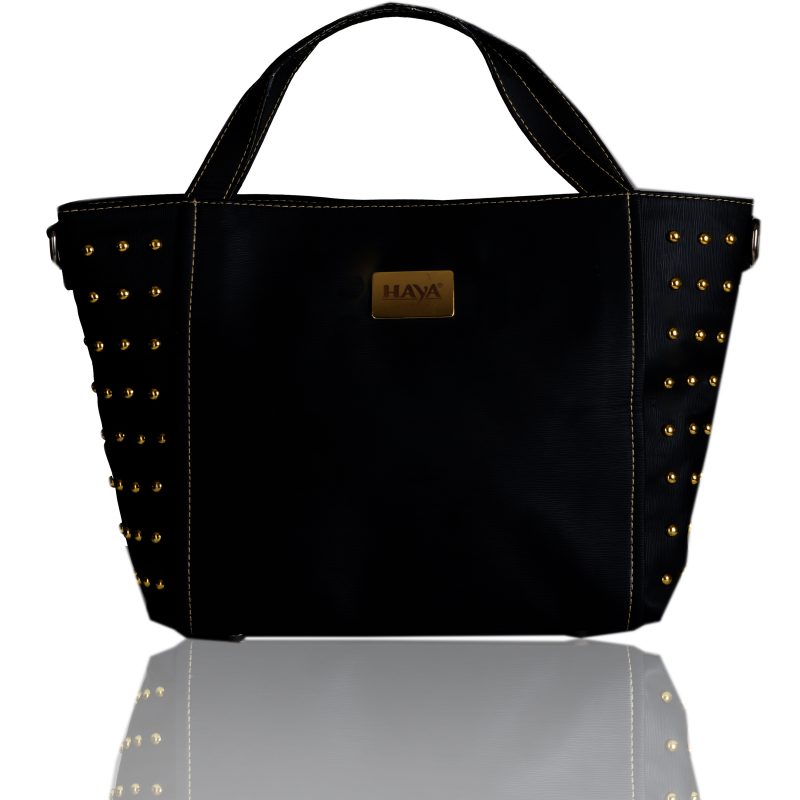 Black Tote with Gold Studs