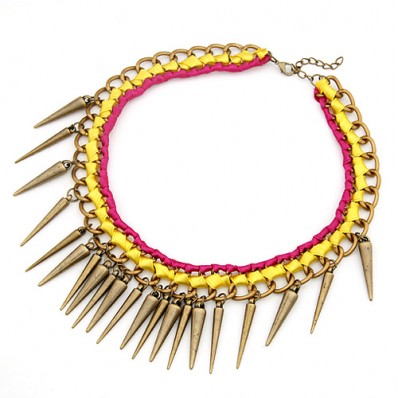 Pink and Yellow Spiked Chain Necklace - ENVIED